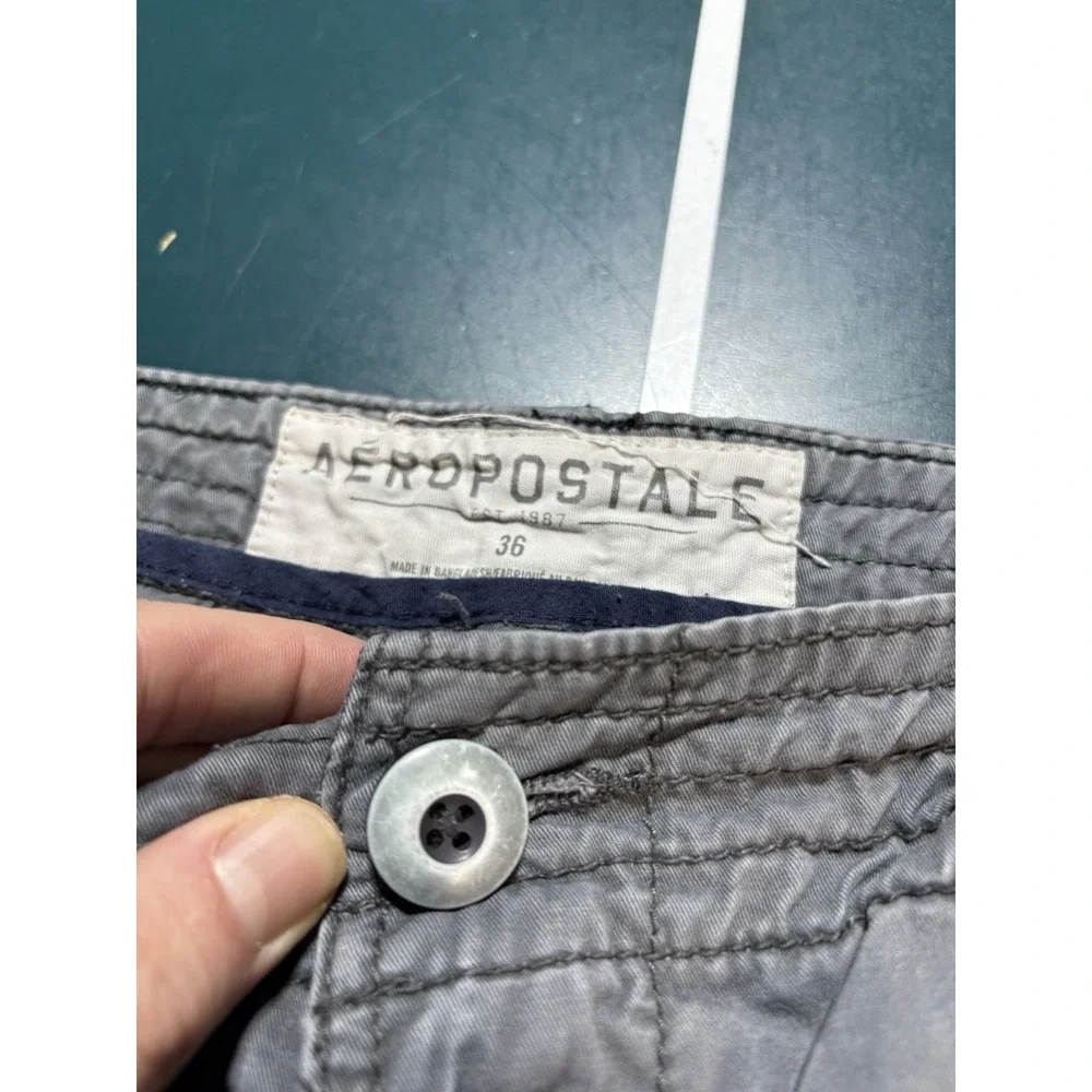 Vintage Aeropostale Cargo Shorts Men's 36 Sun Faded Gray‎ Y2K Baggy Skater